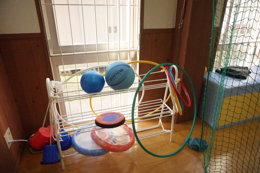 ボールやフラフープ、ドッチビーなどでも遊べます