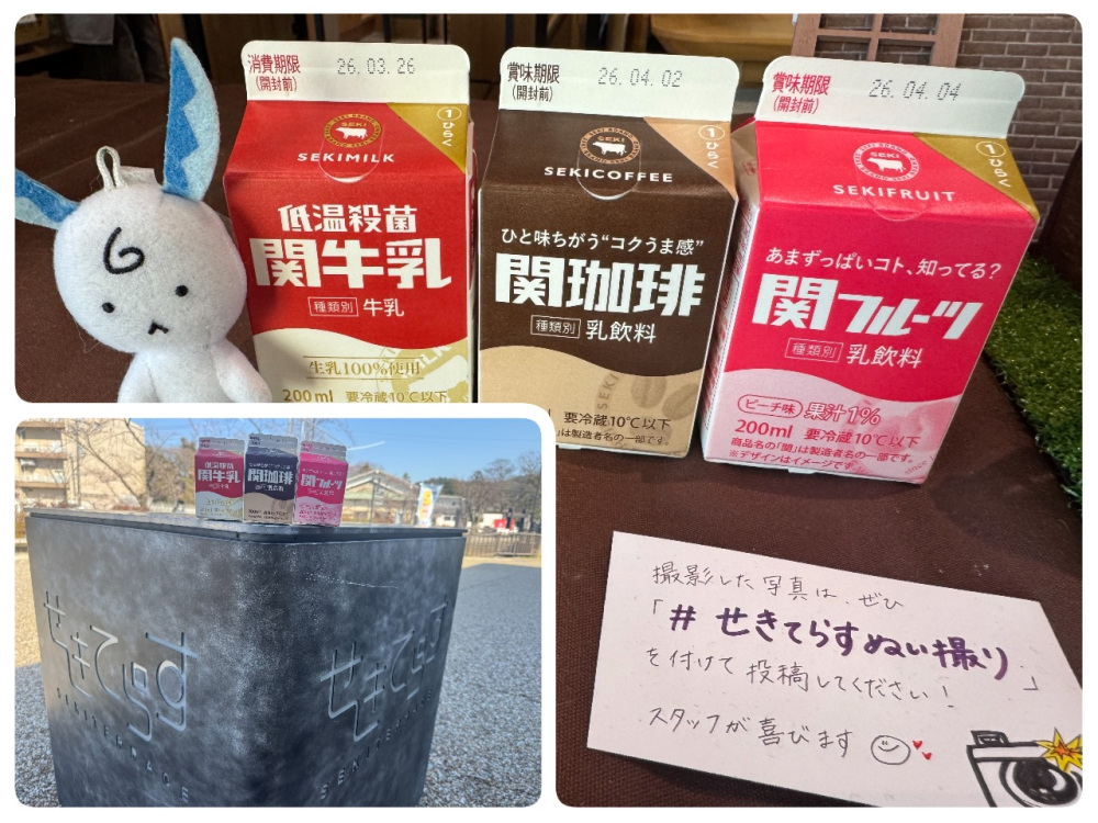 関牛乳とせきてらすで撮影すれば、「関」感満載!