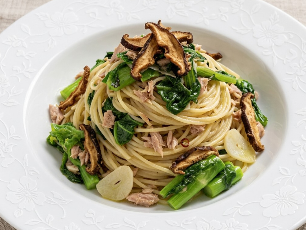 パスタにトッピング