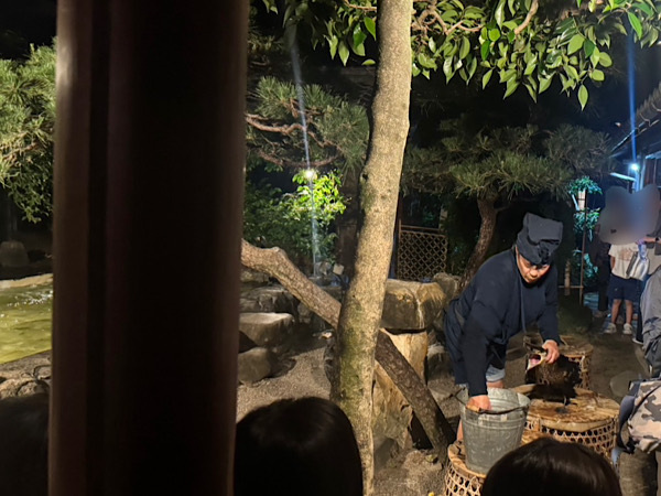 降りてから、ジュウノジ鵜匠の鳥屋へ