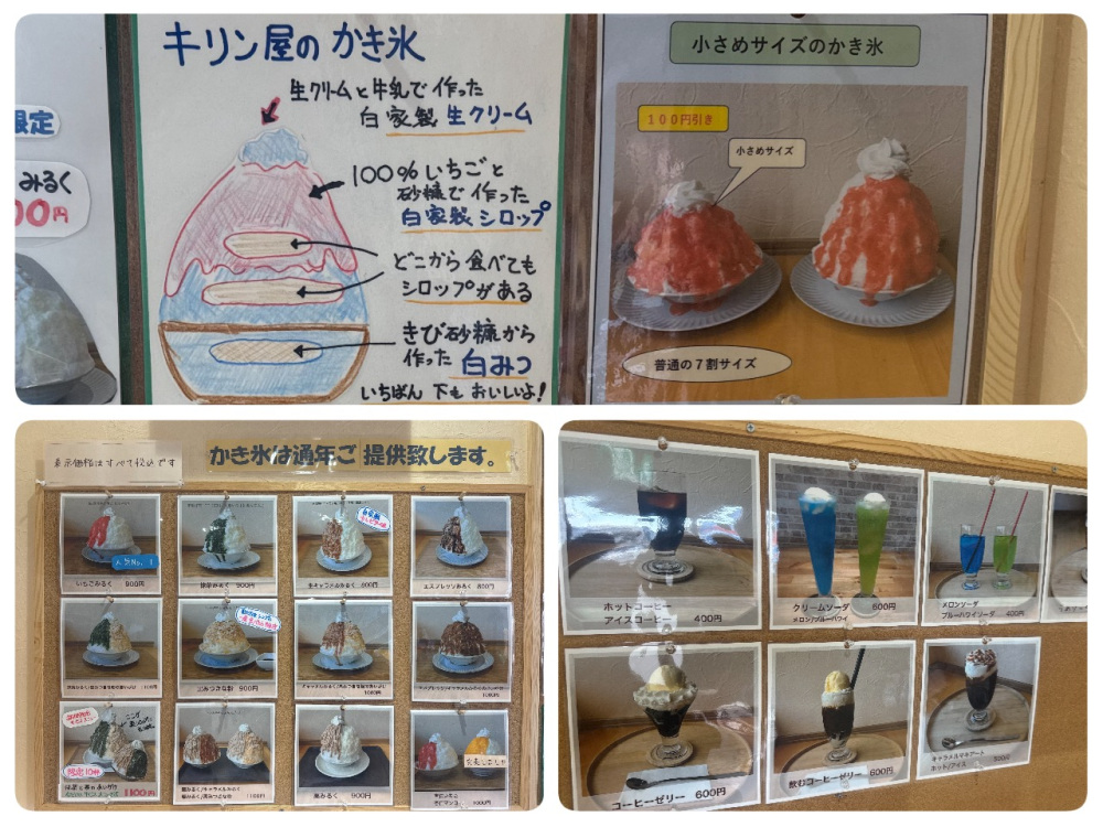 栗以外にも、美味しそうなかき氷やフロートが多々